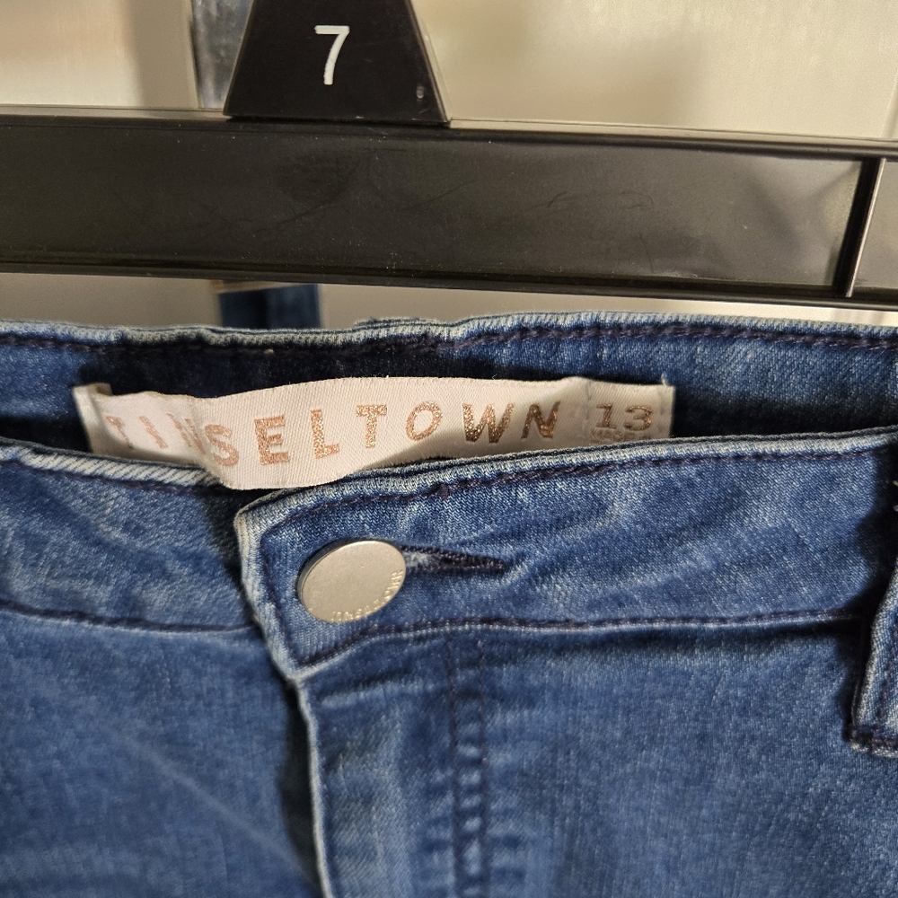 Tinseltown Distressed Denim Skirt sz 13 - Picture 3 of 5